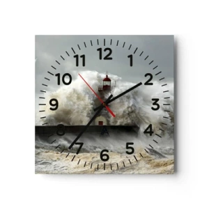 Reloj de pared - Reloj de vidrio - La furia del océano - 40x40 cm