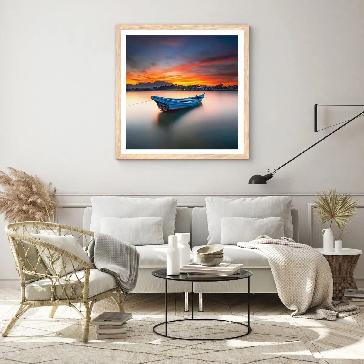 Póster en marco roble claro - Se avecina una buena noche - 40x40 cm