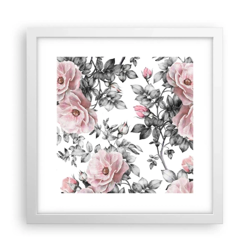 Póster en marco blanco - Entre las rosas - 30x30 cm