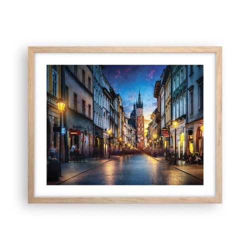 Póster en marco roble claro - El encanto de Cracovia - 50x40 cm