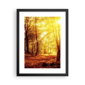Póster en marco negro - Hacia un claro de oro - 30x40 cm