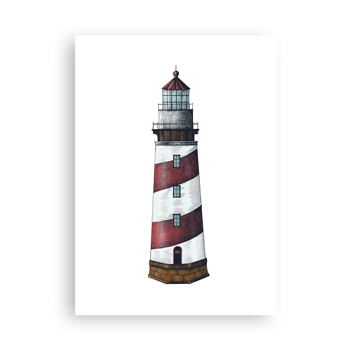 Póster - Ilustración de faro de estilo clásico - 50x70cm - Siempre en guardia - Decoración de pared moderna para salón y dormitorio ARTTOR