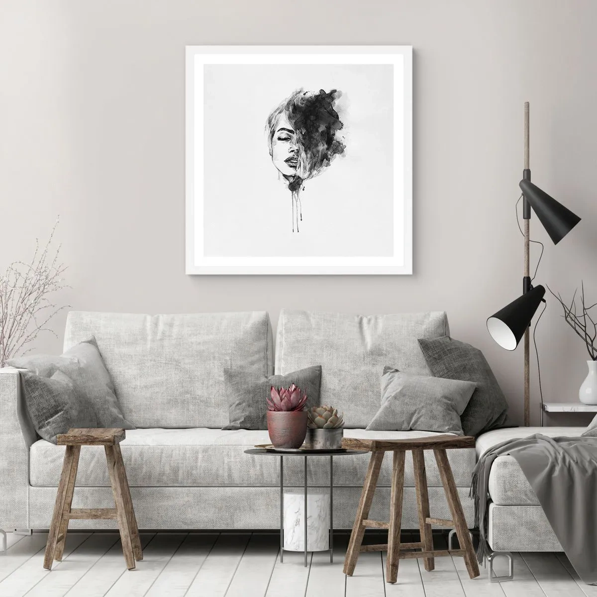 Póster en marco blanco - Sueños en femenino - 60x60 cm