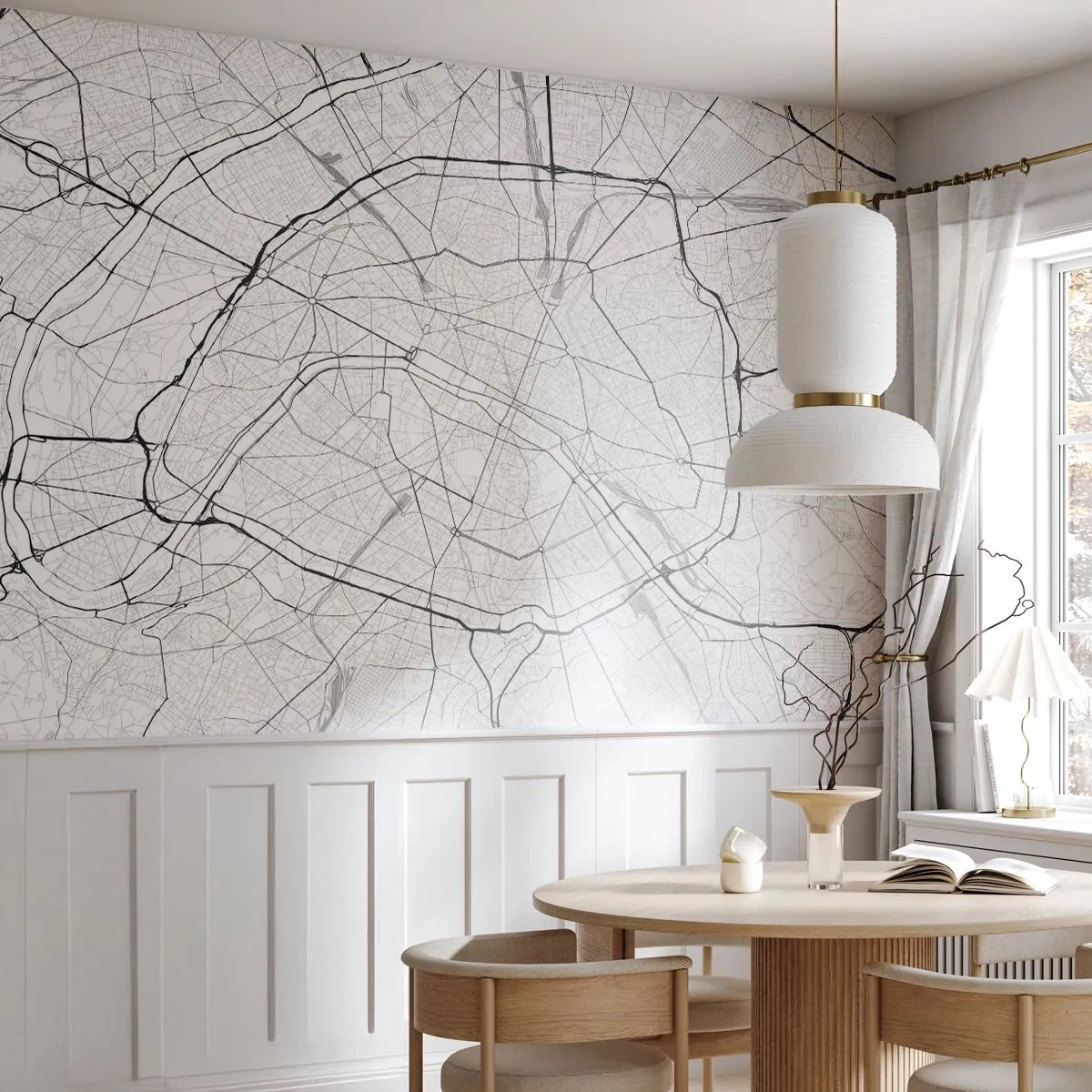 Fotomural Premium Canvas - Flor de París - Ciudad, Mapa de la ciudad, París - 250x175 cm