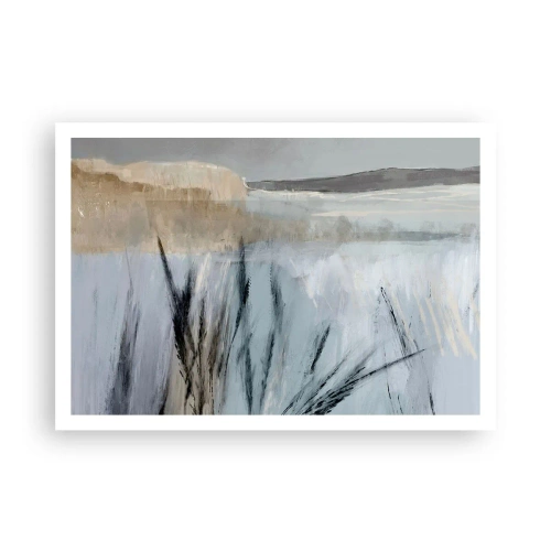 Póster - Un pintoresco paisaje invernal con campos y pastos. - 100x70cm - Campos de invierno - Decoración de pared moderna para salón y dormitorio ARTTOR