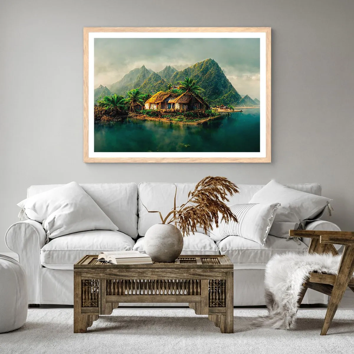 Póster en marco roble claro - Paraíso tropical - 40x30 cm