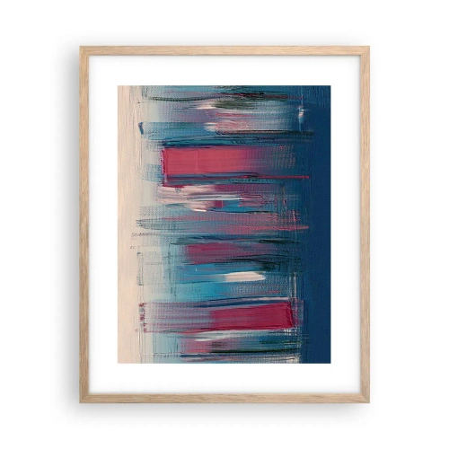 Póster en marco roble claro - Composición vertical en azul y rojo - 40x50 cm