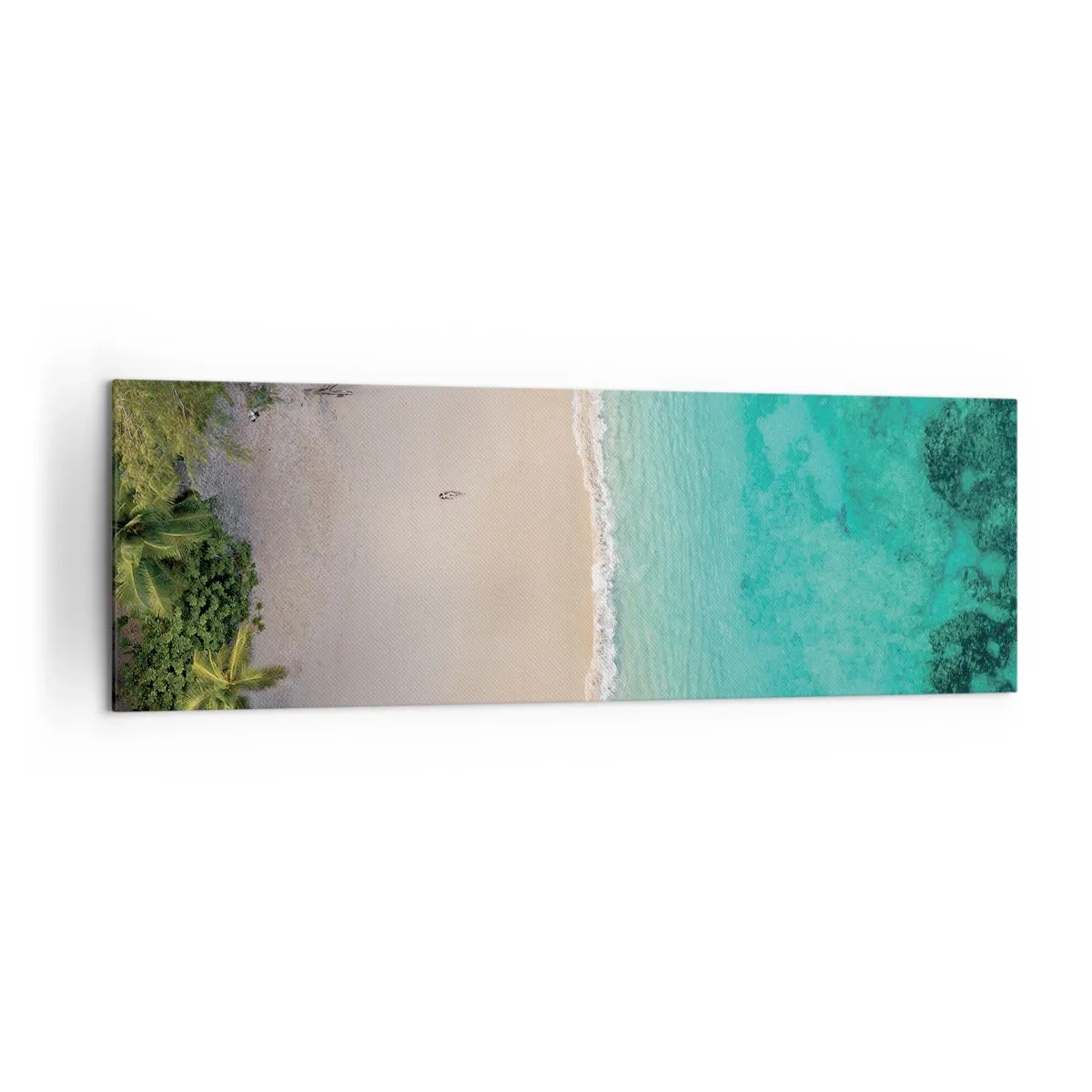 Cuadro sobre lienzo - Impresión de Imagen - Vista aérea de una playa tropical con agua turquesa. - 160x50cm - Playa del paraíso - Decoración de pared moderna para salón y dormitorio ARTTOR
