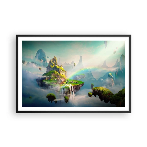 Póster en marco negro - El medio de la nada - islas flotantes - 91x61 cm