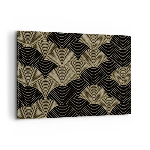 Cuadro sobre lienzo - Impresión de Imagen - Patrón Art Déco con semicírculos y líneas doradas. - 100x70cm - Multiplicación de la unidad - Decoración de pared moderna para salón y dormitorio ARTTOR