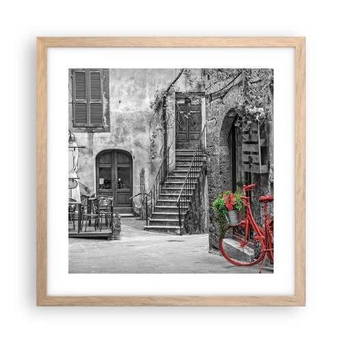 Póster en marco roble claro - Callejón de la Toscana - 40x40 cm