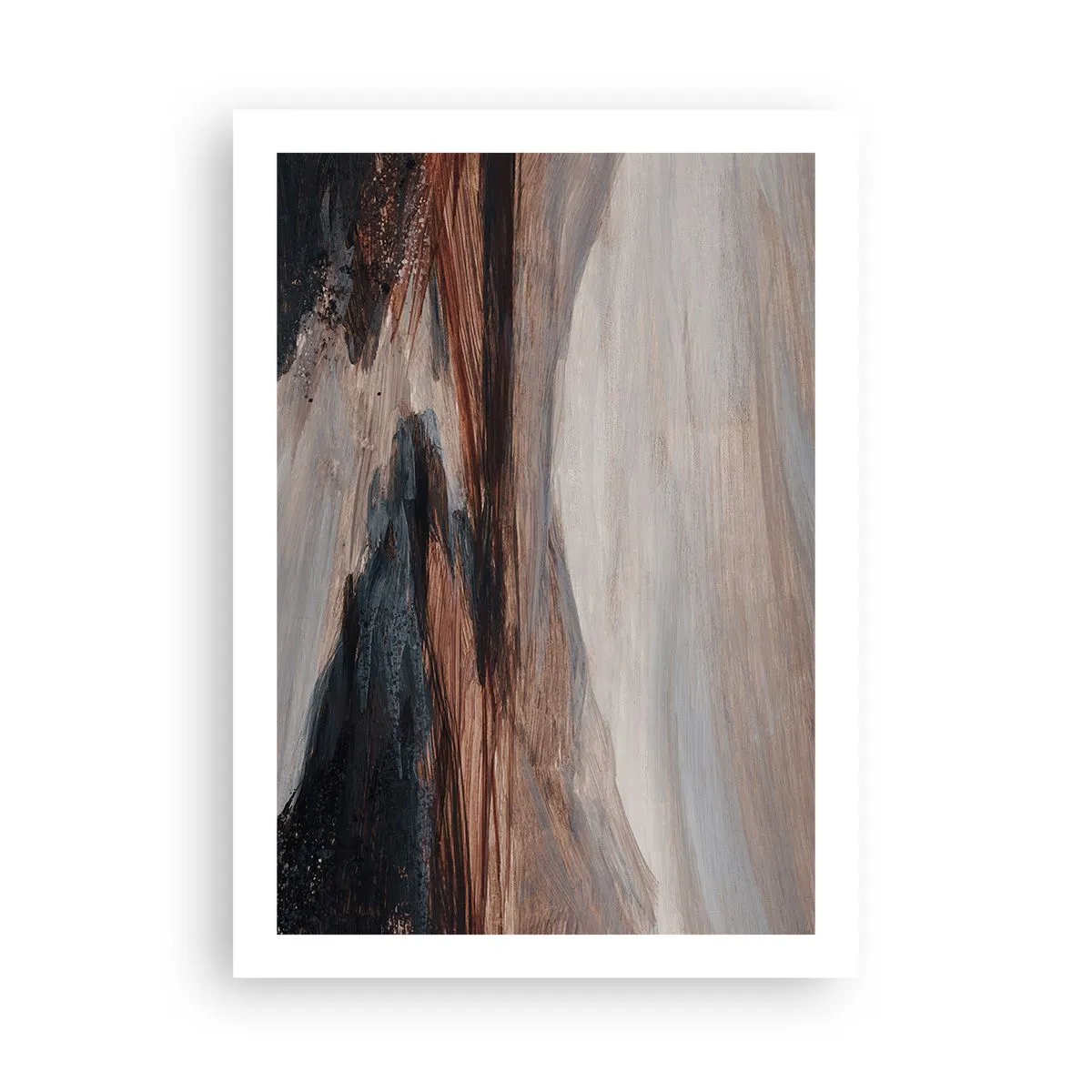 Póster - Composición abstracta en tonos marrones y negros. - 50x70cm -  Valle apacible - Decoración de pared moderna para salón y dormitorio ARTTOR