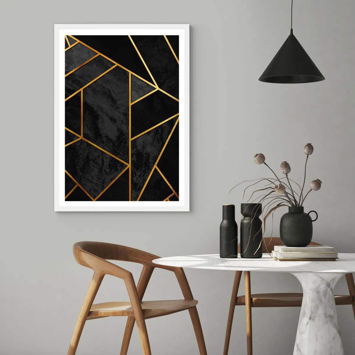 Póster en marco blanco - Oscuridad y brillo - 61x91 cm