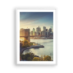 Póster en marco blanco - El amanecer de la gran ciudad - 50x70 cm