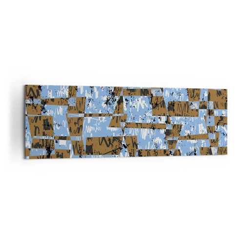 Cuadro sobre lienzo - Impresión de Imagen - Una composición abstracta de rectángulos en tonos marrones y azules. - 160x50cm - Un recorte del desierto - Decoración de pared moderna para salón y dormitorio ARTTOR