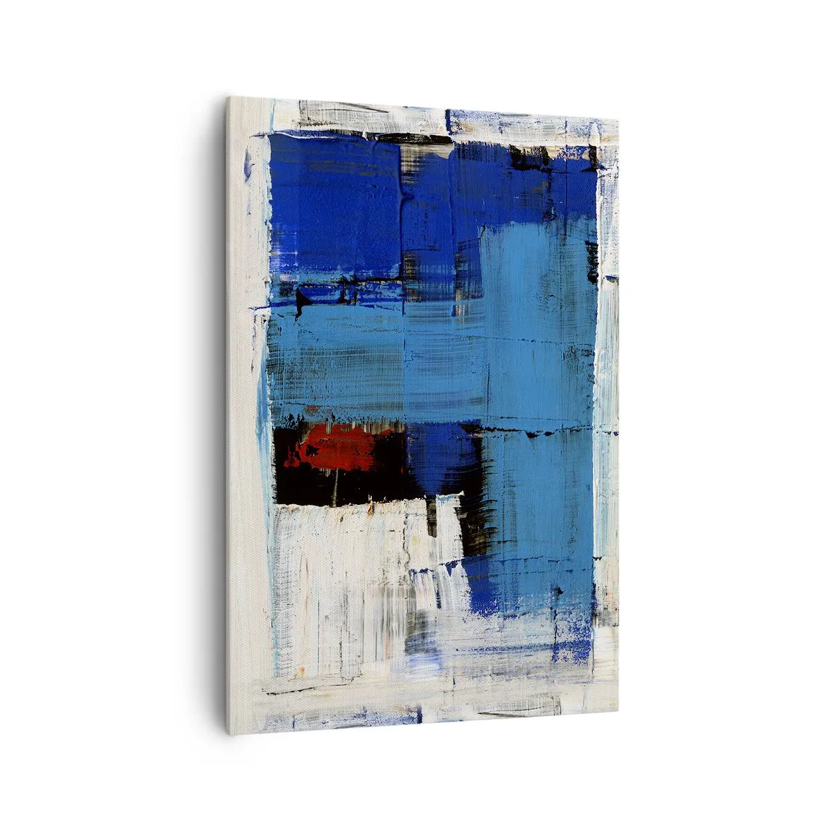 Cuadro sobre lienzo - Impresión de Imagen - Composición abstracta en tonos azules y blancos. - 70x100cm - El secreto del azul - Decoración de pared moderna para salón y dormitorio ARTTOR