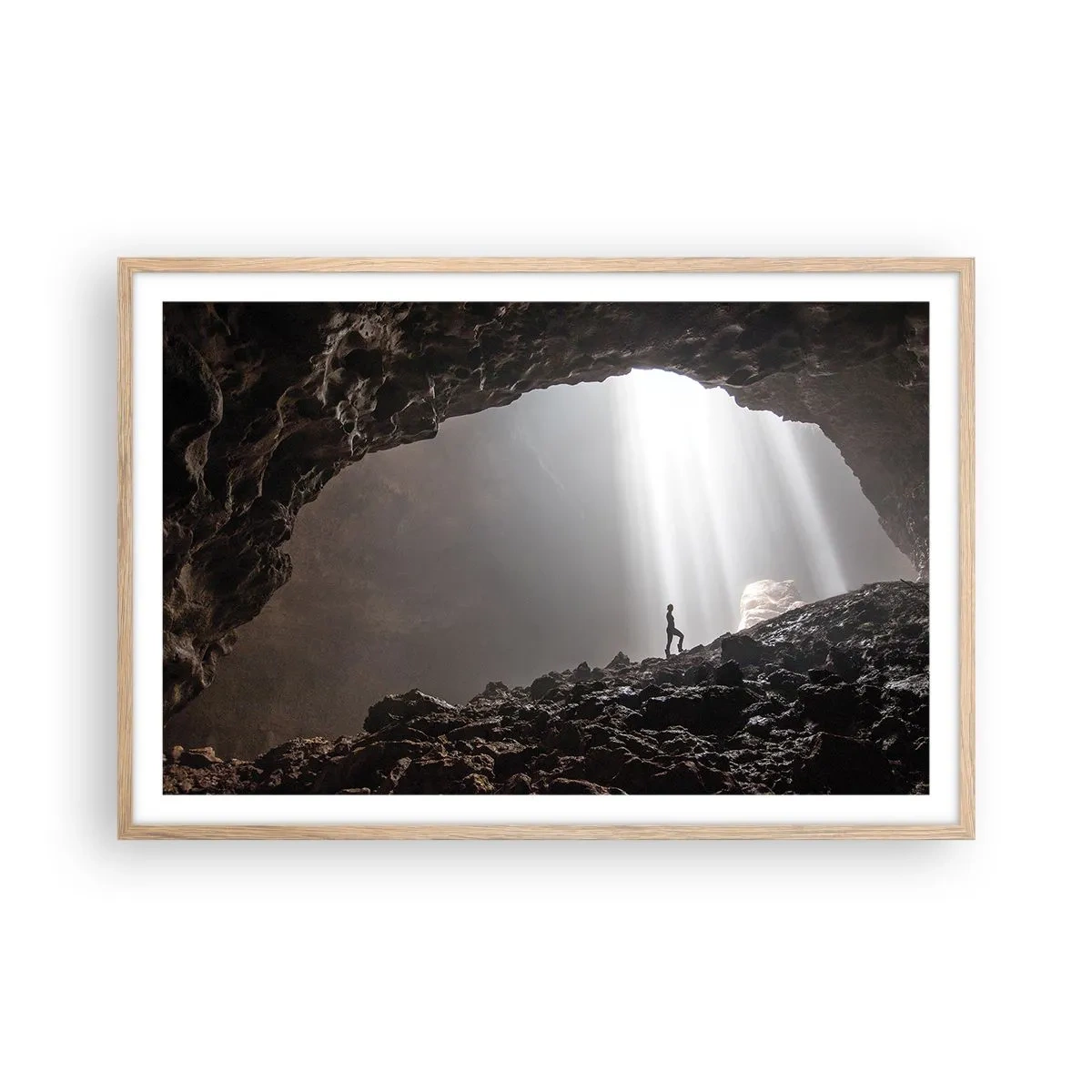 Póster en marco roble claro - Gruta luminosa - 91x61 cm