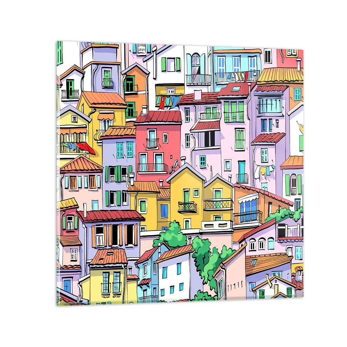 Cuadro sobre vidrio - Impresiones sobre Vidrio - Ciudad alegre - 40x40 cm