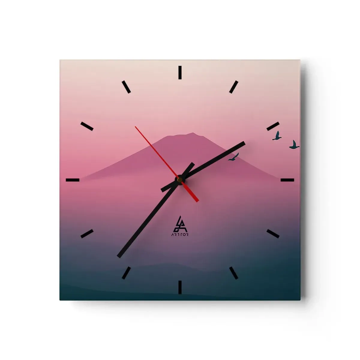 Reloj de pared - Reloj de vidrio - Sobre las nubes - 40x40 cm