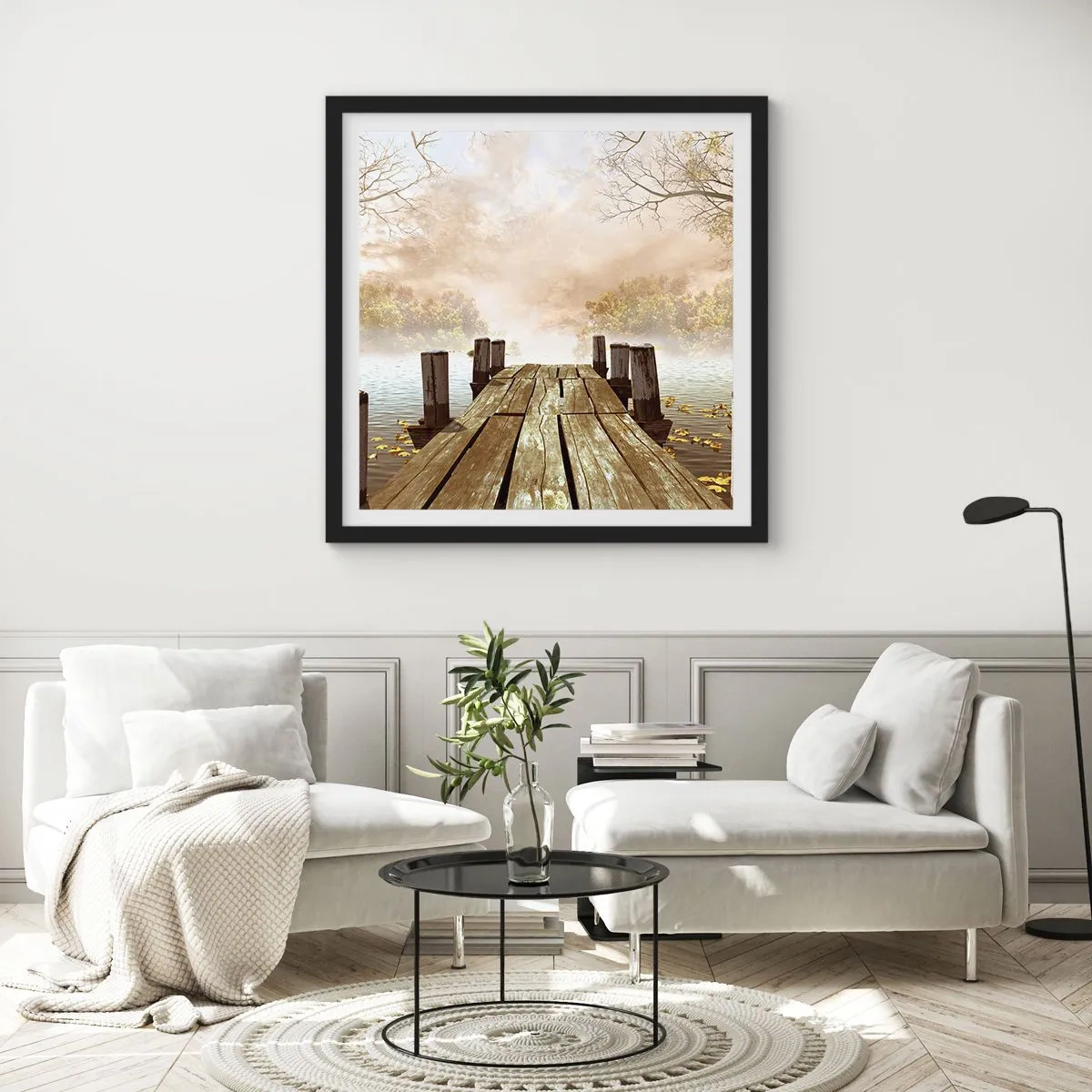 Póster en marco negro - La leve tristeza del otoño - 30x30 cm