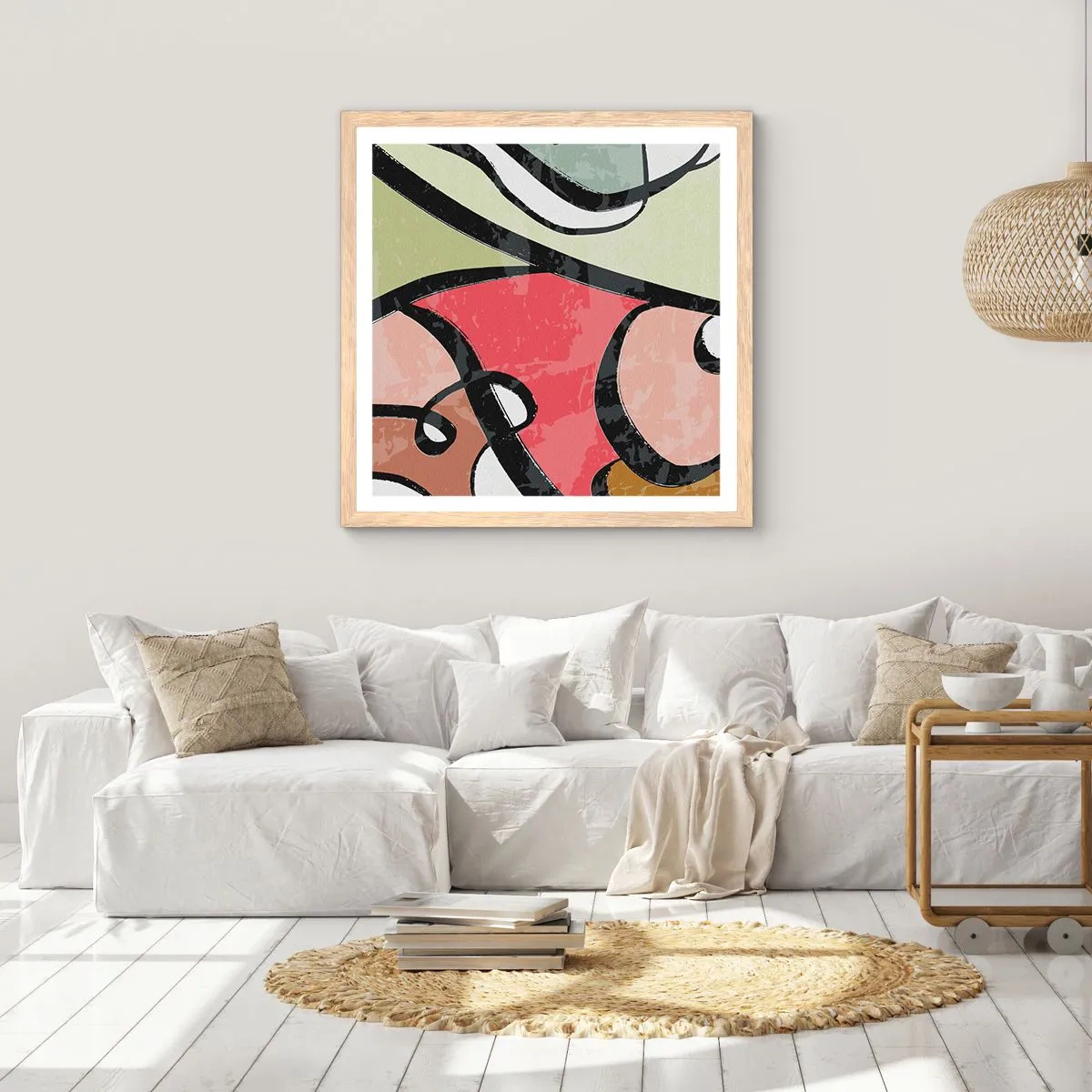 Póster en marco roble claro - Piruetas entre colores - 30x30 cm