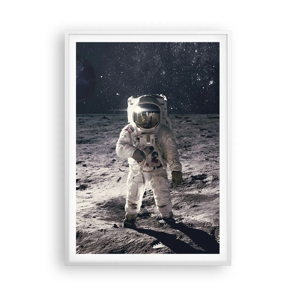 Póster en marco blanco - Saludos desde la Luna - 70x100 cm