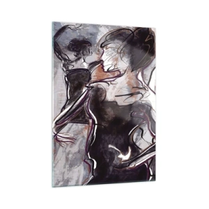 Cuadro sobre vidrio - Impresiones sobre Vidrio - Bailarines y un saxofonista en estilo de boceto artístico. - 50x70cm - Fundirse en uno con la música - Decoración de pared moderna para salón y dormitorio ARTTOR
