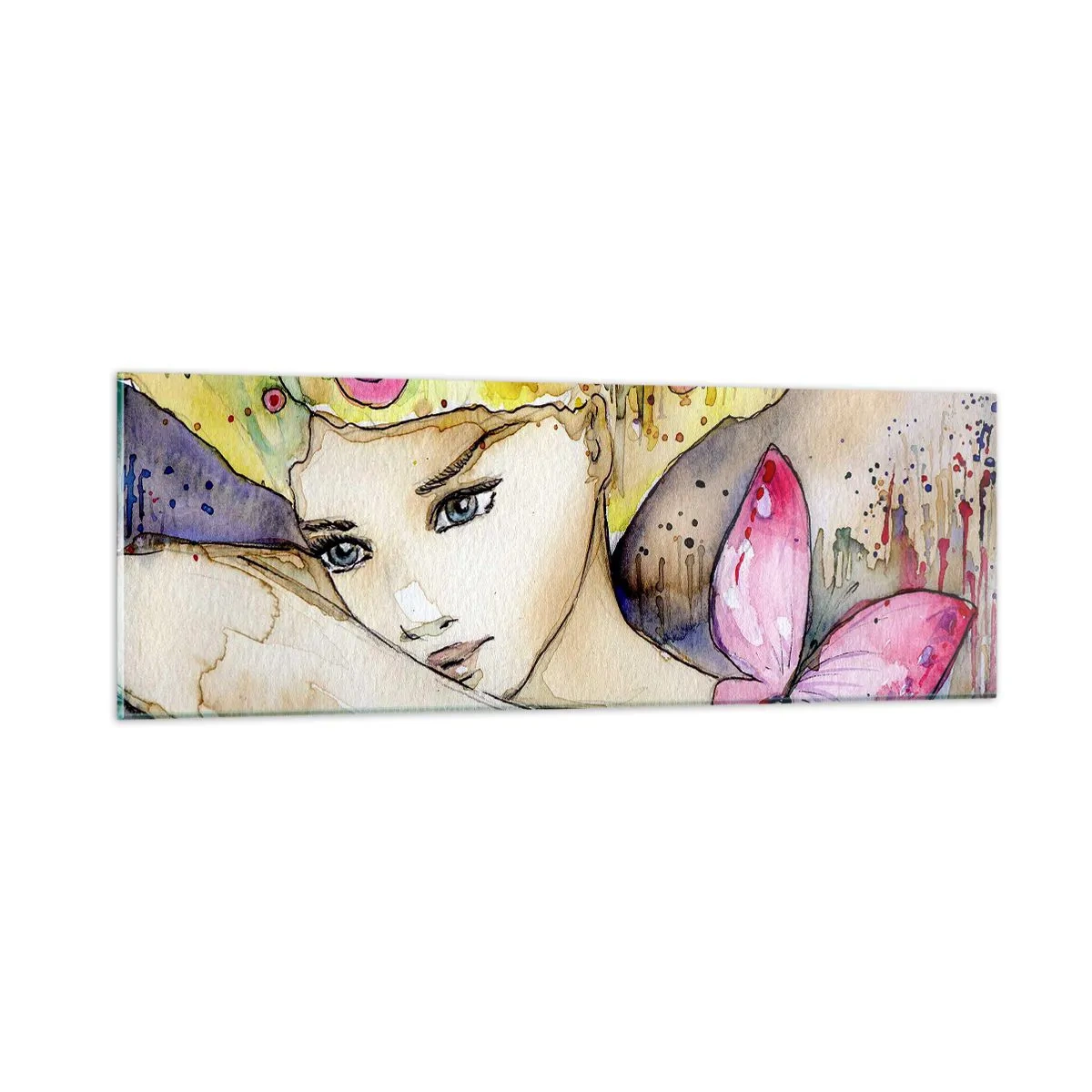 Cuadro sobre vidrio - Impresiones sobre Vidrio - Una princesa mariposa - 90x30 cm