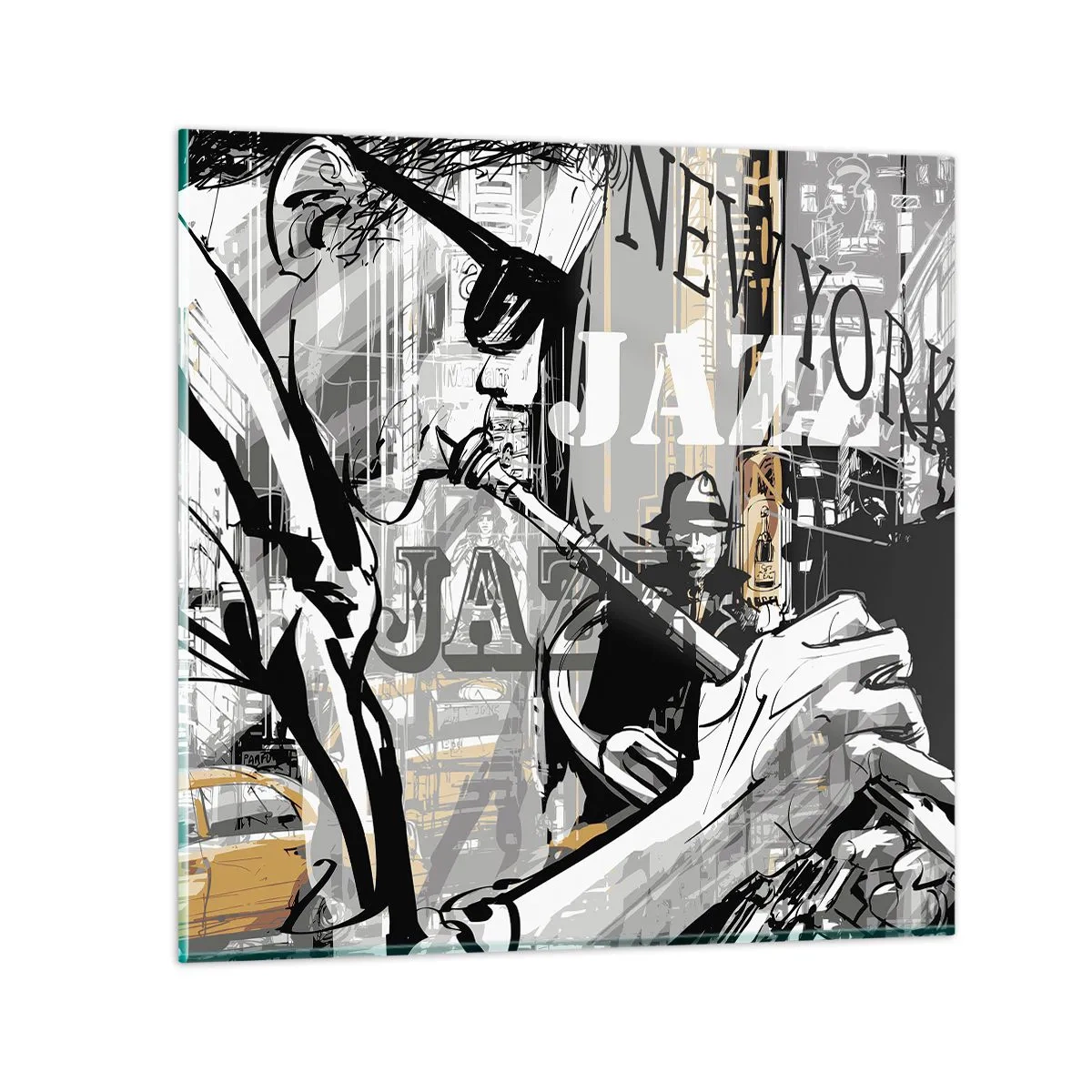 Cuadro sobre vidrio - Impresiones sobre Vidrio - Al ritmo de Nueva York - 70x70 cm