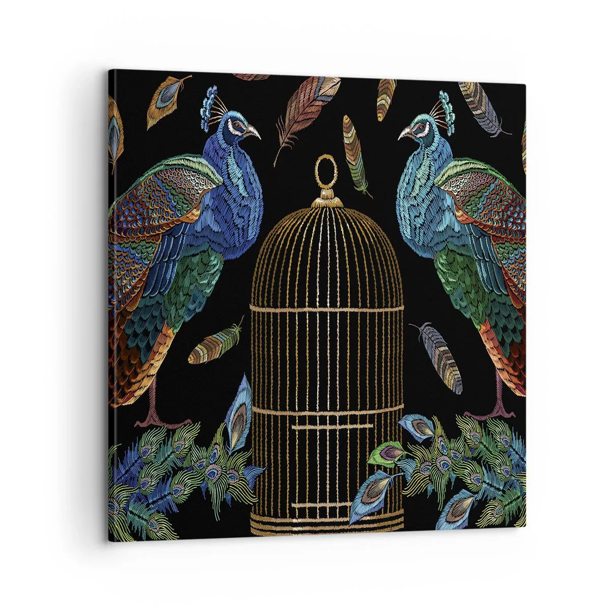 Cuadro sobre lienzo - Impresión de Imagen - Con plumajes reales - 60x60 cm