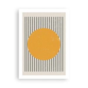 Póster - Composición geométrica con círculo naranja y líneas. - 50x70cm - El poder de la sencillez - Decoración de pared moderna para salón y dormitorio ARTTOR
