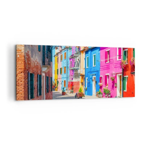 Cuadro sobre lienzo - Impresión de Imagen - Pueblo colorido - 100x40 cm