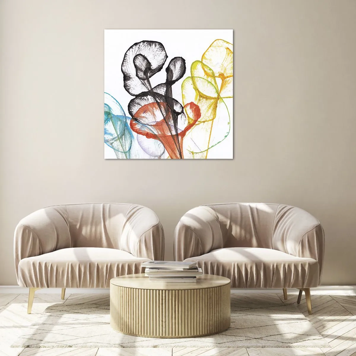 Cuadro sobre vidrio - Impresiones sobre Vidrio - Flores con alma - 70x70 cm