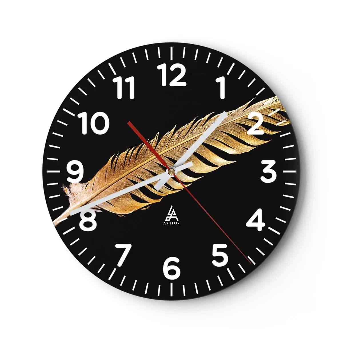Reloj de pared - Reloj de vidrio - Pluma de alta calidad - 30x30 cm