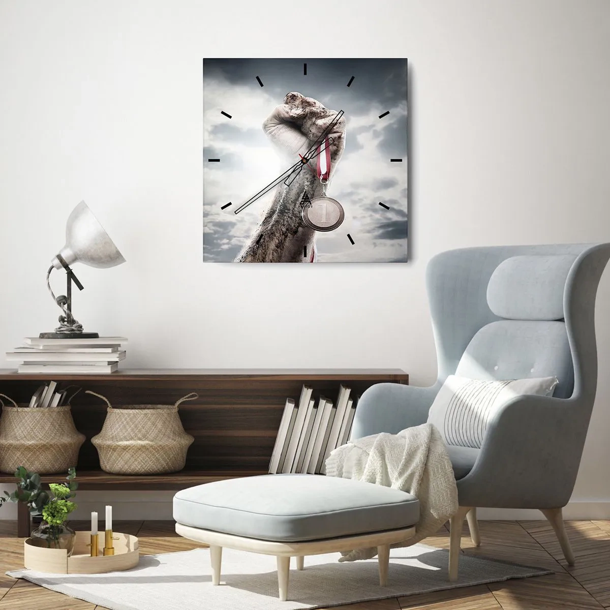 Reloj de pared - Reloj de vidrio - Per aspera ad astra - 30x30 cm