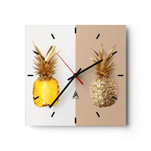 Reloj de pared - Reloj de vidrio - Piña y media - 40x40 cm