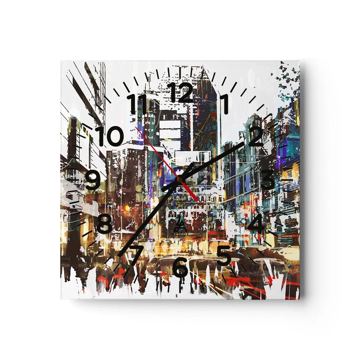 Reloj de pared - Reloj de vidrio - Ciudad parpadeante - 30x30 cm