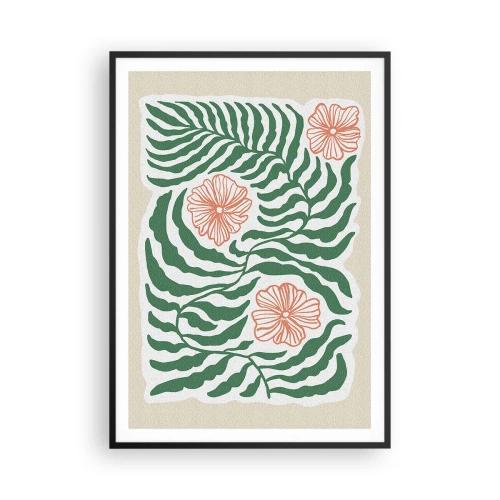 Póster en marco negro - Florecido en verde - 70x100 cm