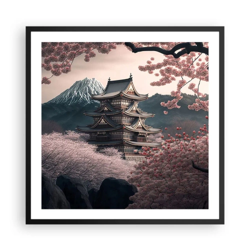 Póster en marco negro - Tierra de cerezos en flor - 60x60 cm