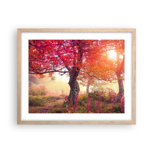 Póster en marco roble claro - Un frenesí de floración - 50x40 cm