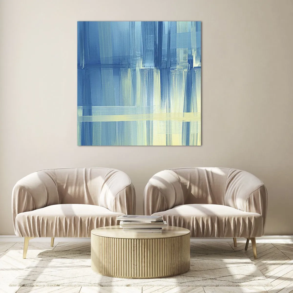 Cuadro sobre vidrio - Impresiones sobre Vidrio - Composición en turquesa - 50x50 cm