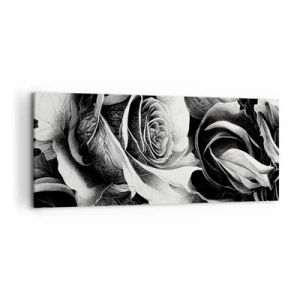 Cuadro sobre lienzo - Impresión de Imagen - Rosas blancas y negras en una elegante composición. - 120x50cm - Siempre como una reina - Decoración de pared moderna para salón y dormitorio ARTTOR