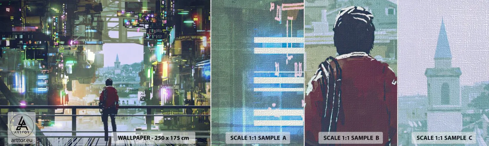 Muestra de fotomural Premium Canvas - Dos mundos - Ciudad, Arquitectura, Abstracción - 100x30 cm