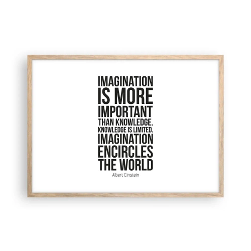 Póster en marco roble claro - Einstein, sobre el poder de la imaginación - 70x50 cm