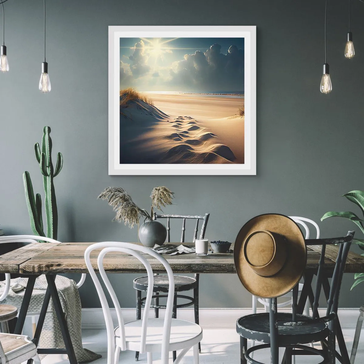 Póster en marco blanco - Paisaje tranquilizador - 50x50 cm