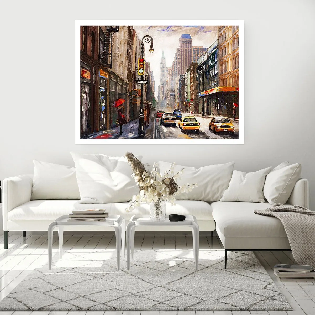 Póster - Nueva York - también colorida bajo la lluvia - 70x50 cm