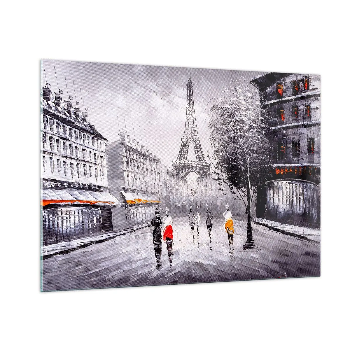 Cuadro sobre vidrio - Impresiones sobre Vidrio - Un paseo parisino - 100x70cm - Un paseo parisino - Decoración de pared moderna para salón y dormitorio ARTTOR