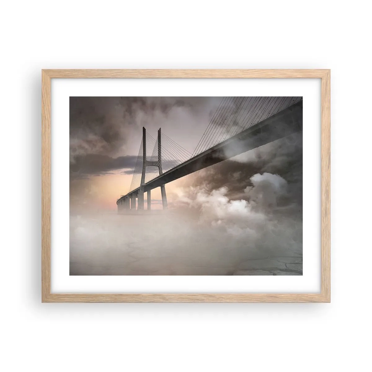 Póster en marco roble claro - Junto al río que no existe - 50x40 cm