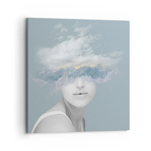 Cuadro sobre lienzo - Impresión de Imagen - Con la cabeza en las nubes - 70x70 cm