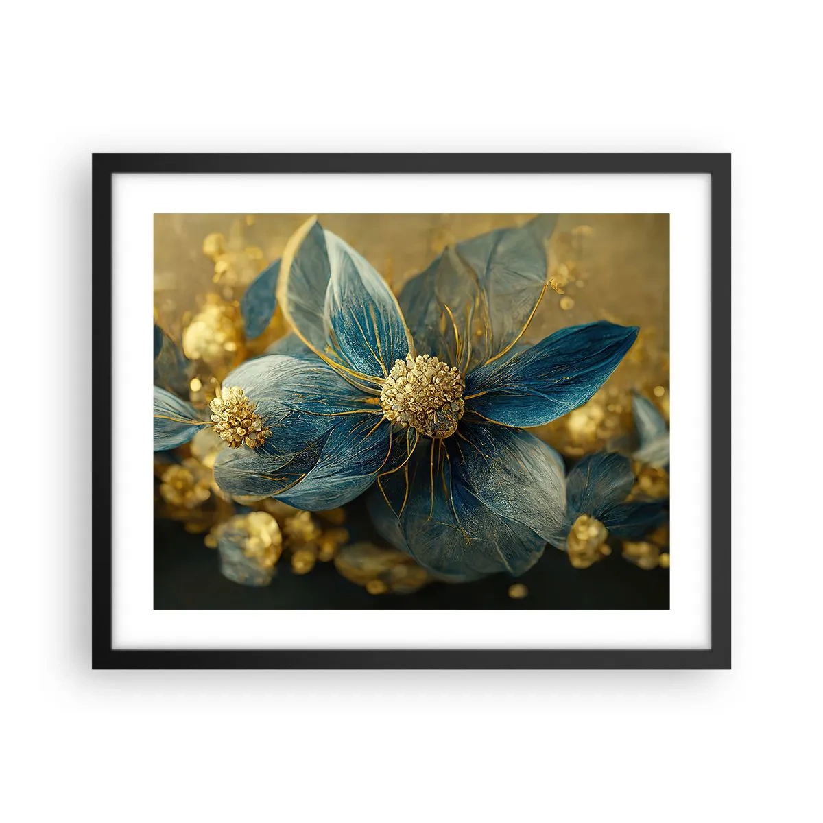 Póster en marco negro - Flor de oro - 50x40 cm